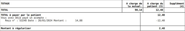 Facturation - Montant à régulariser